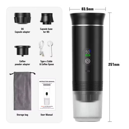 Cafetera Eléctrica Portátil Inalámbrica con Pantalla Digital